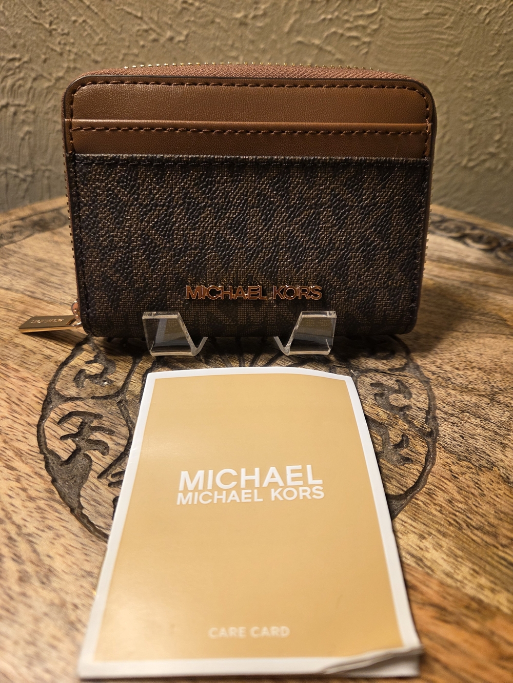 Michael Kors Brown Zip Card Case Wallet